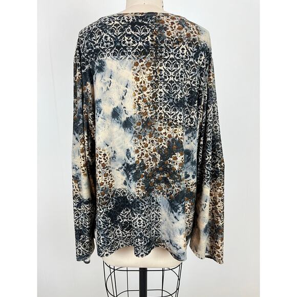 Vintage 90s Y2K Sharon Anthony Moody Floral Top 2X Stretchy Plus Size Fairy - Picture 7 of 15